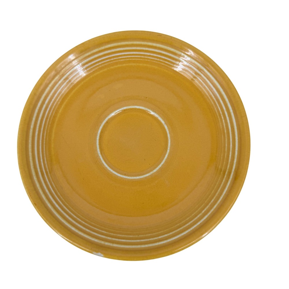 Vintage Genuine Fiesta USA Yellow Saucer Cup Plate Chip Cottagecore Retro